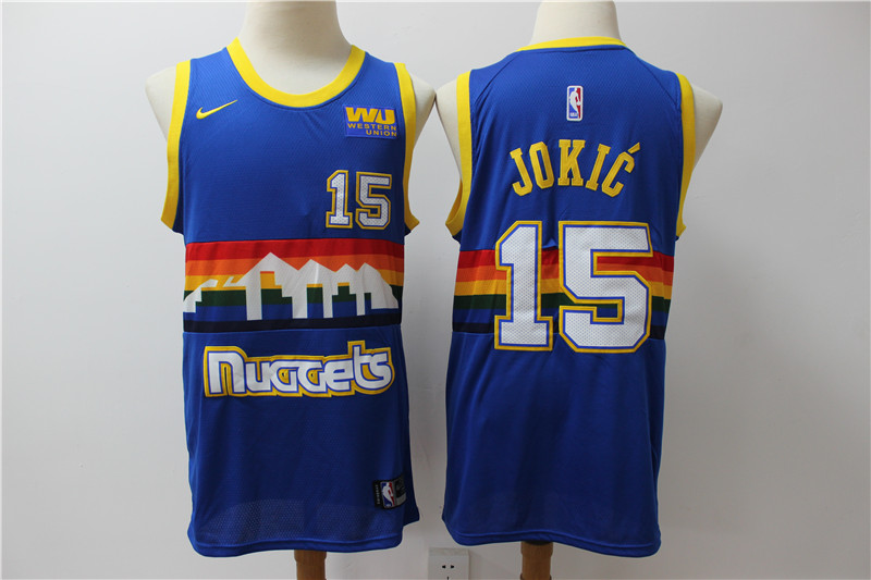 Men Denver Nuggets #15 Jokic Blue Game Nike NBA Jerseys 2